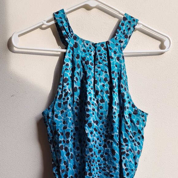 NWOT Ann Taylor Blue/Black Abstract Animal Print Halter Top Size 0 - Picture 10 of 15